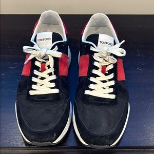 Tom Ford Black and Red Men’s Low-Top Sneakers